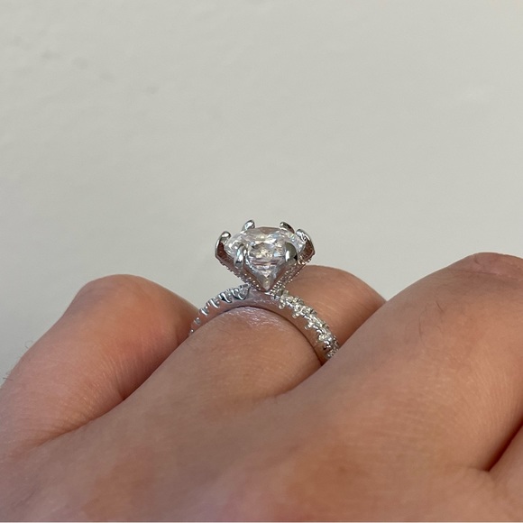 2.00ct 6 Prong Round Diamond CZ Engagement Ring Sterling Silver - Picture 3 of 15